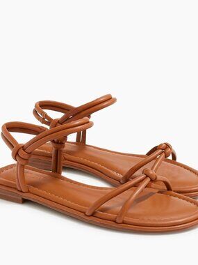 J.Crew Factory Knotted Ankle-Strap Flat Sandals Tan Size 7 New